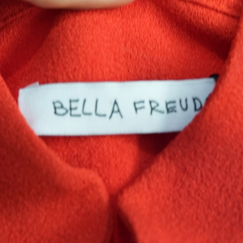 Belle Freud Red Long Sleeve Midi Dress - Elegant Button-Front - Picture 4 of 5
